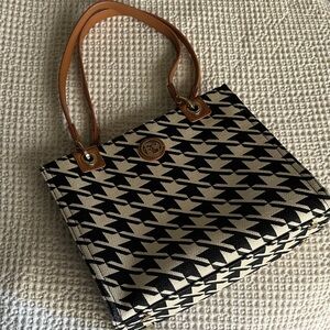 Spartina 449 Houndstooth Tote Bag in Black and Tan